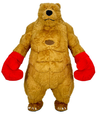 Boxing Bear Mascot Costume Inflatable Plush Adult Funny Halloween