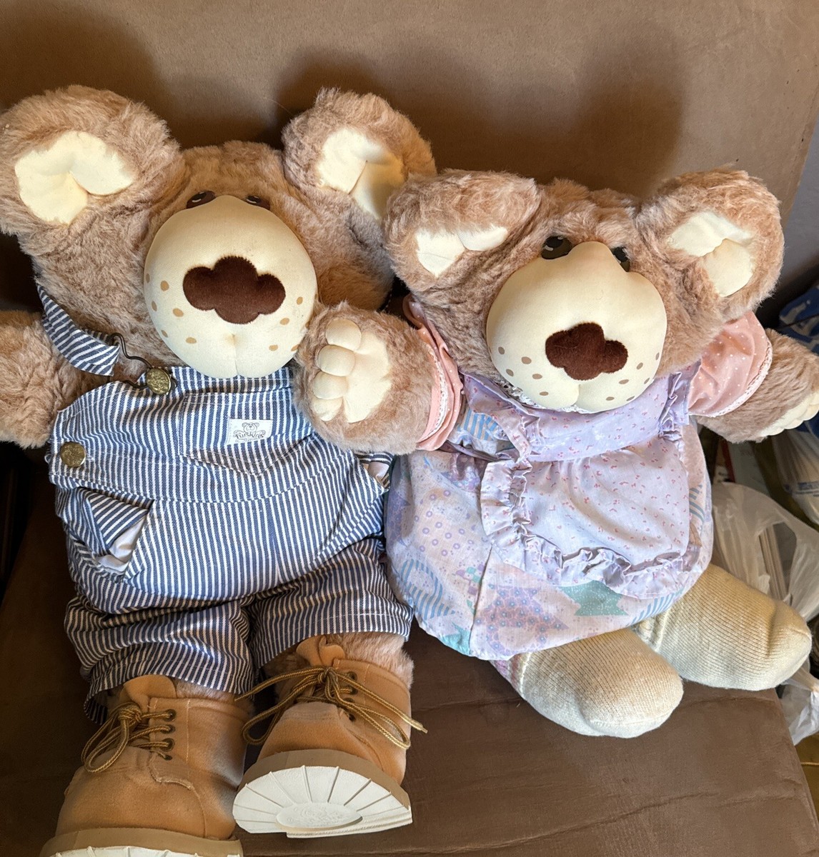 Vintage Set Of Furskins Plush Teddy Bear Xavier Roberts 1985