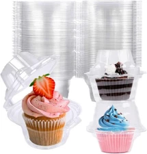 50 Pack Individual Cupcake Containers Plastic Cupcake Boxes Cupcake Holders Stac