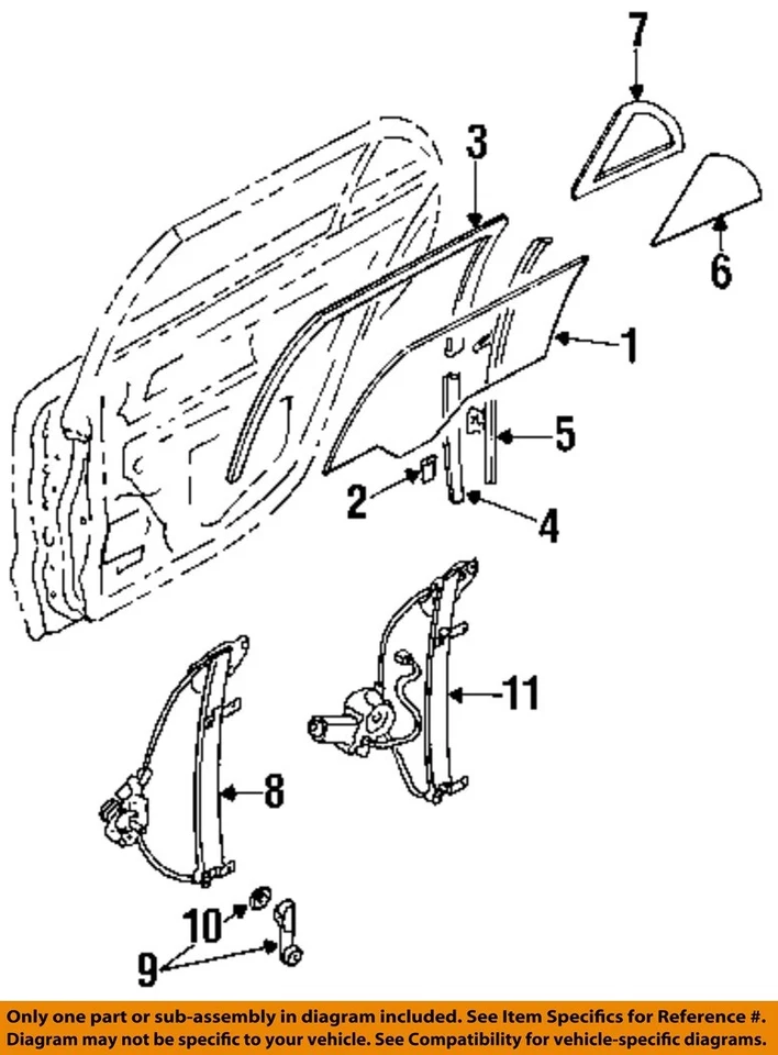 Cristal puerta trasera izquierda OEM 1994 1995 1996 1997 Mitsubishi Galant Foto 2 de 3