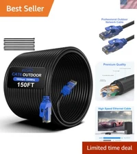 150FT Cat6 Outdoor Ethernet Cable, In-Ground, Heavy Duty Direct Burial, 24AWG...