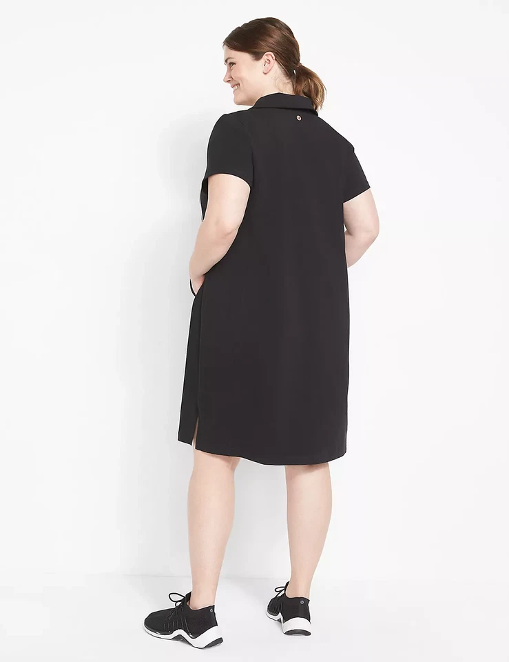 Lane Bryant LIVI Womens Plus Size 22/24 Short-Sleeve Wicking Polo Dress in Black - Image 2 of 4