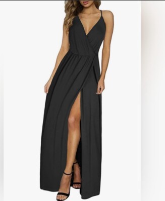 S NEW II ININ Women's V-Neck Casual Dress Summer Beach Backless Slit Maxi  Dress | eBay