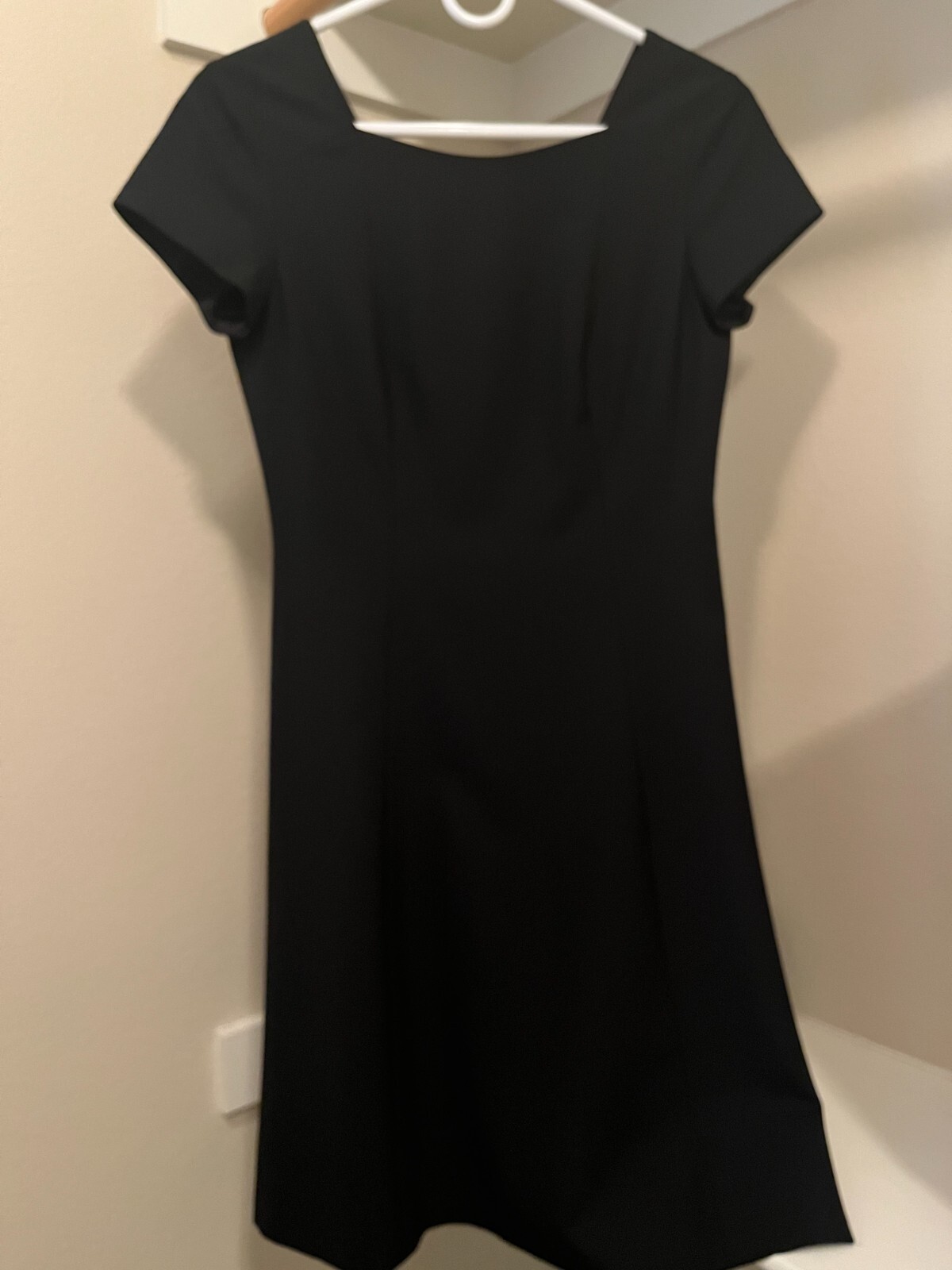 Theory ALine Square Neck Black Dress Size 0 Gem