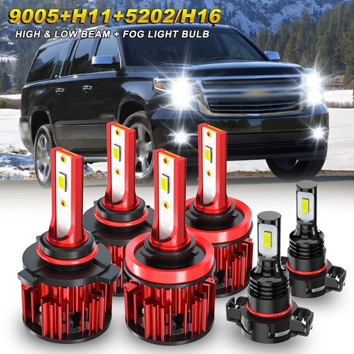 9005 H11 5202 LED Headlight + Fog Light Bulbs for Chevy Suburban Tahoe 2007-2014 - Bild 1 von 16