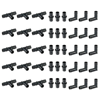 EFIELD 45 PCS PexA Poly Expansion Fittings 1/2'' Combo: Elbow Coupler Tee (15/EA)