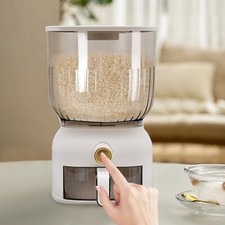 22lbs Square Rice Dispenser Grain Container Kitchen Organizer With Rice Cup