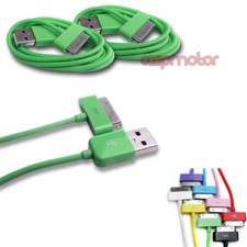 2X 10FT 30-PIN USB SYNC POWER CHARGER GREEN CABLE CONNECTOR IPHONE 4S IPOD IPAD