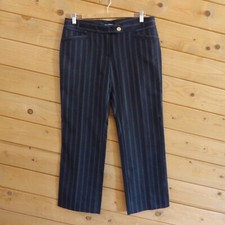 Dolce Gabbana Black Stripe 100% Wool Slacks Dress Pants Women Size 44 Black Gray