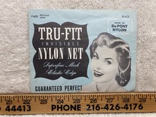 1950s Tru Fit Invisible Nylon Net Woman's Hair Net Black Dupont Vtg