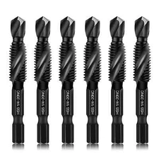 6-Piece 1/4-20NC Combination Drill Tap Bit Set SAE Made of High-Speed Steel w...