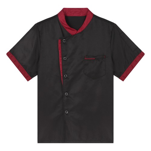 Mens Short Sleeve Chef Jacket Coat Cooker Uniform Button Hotel Waiter Work Shirt - Picture 19 of 32