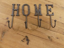 4 Coat Hooks Cast Iron Home Wall Decor Key Hat Entryway Tree Rustic Farmhouse