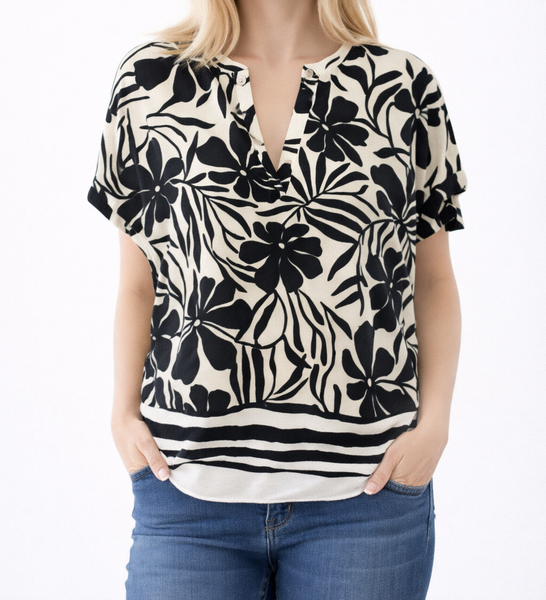 Bluse Milano Italy 36 S Schwarz Weiß Damen Shirt Tunika Hemd Oberteil Np 79 Neu-image