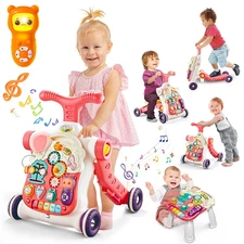 5 in 1 Baby Walker Sit-To-Stand Toys, Learning Walker for Boys Girls Toddler, Mu