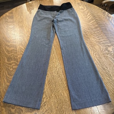 Express Editor Women s Gray Flare Leg Trousers Black Wide Waistband Size 2R
