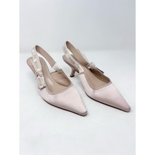 Christian Dior J Adior Satin Slingback Pump Pink Pointed Toe Bow Pump Size 37 EU