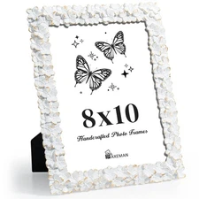 Axeman 8x10 Vintage Picture Frame, Flower Textured Hand-Crafted Resin Photo F...