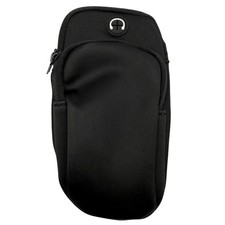 Black Universal Sports Armband Phone Holder Pouch with Headphone Port Strap