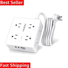 Surge Protector Power Strip with 8 Widely Outlets & USB - 6 Ft Flat Plug Design