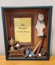 NEW Baseball Shadow box Picture Frame Sports Wood Framed 4x6” Photo Mancave Kids