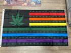 🍉 4/20 420 MARIJUANA RAINBOW/ BLACK PRIDE POLYESTER AMERICAN FLAG 60"x36" EUC — photo 2