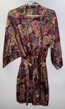 Bali Studio Nightgown Robe Floral Pockets Belted Women s S/M Romantic Feminine