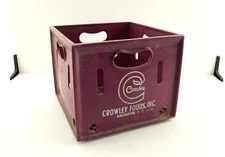 Crowley Foods antique Plastic Square Milk Container Carrying Crate vintage 1974