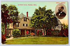 Mentor OH Ohio Garfield Home & James A. Garfield 1910s Postcard