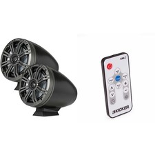 Kicker KMFC65 6.5" Flat Mount Loaded Marine Wake Towers with 46KM654L Speake...