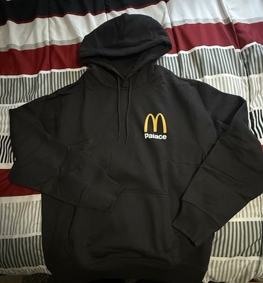 Palace x McDonald's Black Hooded Graphic Logo Pullover Cotton Fleece Size M