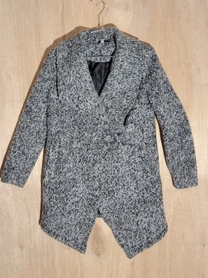 H&M Divided Women s Gray Wool Blend Open Front Coat Size 6 US Longline Jacket