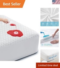 Queen Waterproof Mattress Protector Cooling Breathable Fitted Bed Cover 8-21 ...