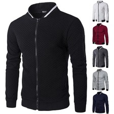 Mens Solid Casual Jacket Lightweight Bomber Jackets Sportswear Coat Sizes S-3XL