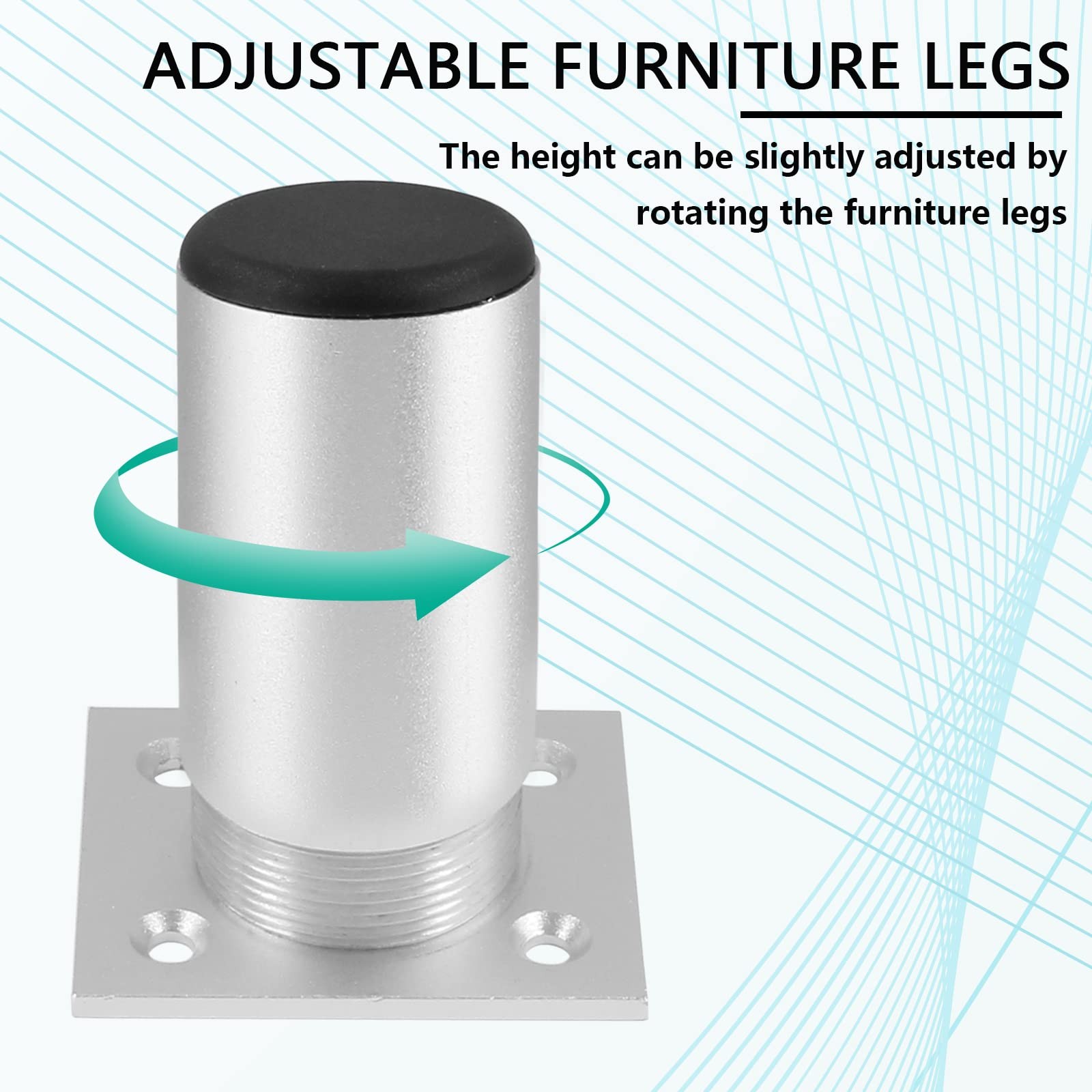 Bonsicoky 4 Pcs 3" Height Furniture Cabinet Legs, Aluminum Alloy Adjustable R...