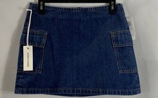 Aritzia Denim Forum Women's '90s Cargo Micro Denim Skirt Blue NWT Sz 26