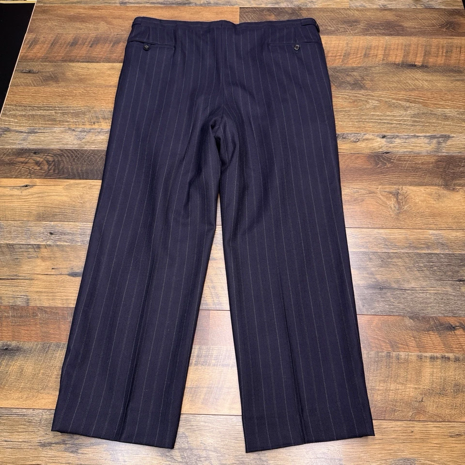 Polo Ralph Lauren Dress Pants Mens 44R Blue Pinstripe Pleated - Image 3 of 4