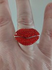 ​David Sigal Stainless Steel Red Pave Crystal Lips Cocktail Statement Ring Sz 8 — photo 9