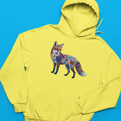 Blumen Fuchs Hoodie Künstlerisch Wildfuchs Tier Naturliebhaber Ästhetisch Geschenk