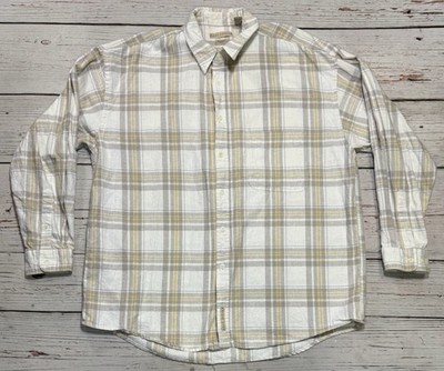 East Island Laundered Linens Shirt Men s Sz L Plaid Long Sleeve Button Up