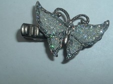 VINTAGE GLITTER BUTTERFLY METAL HAIR CLIP BARRETTE UP DO HAIR ACCESSORY