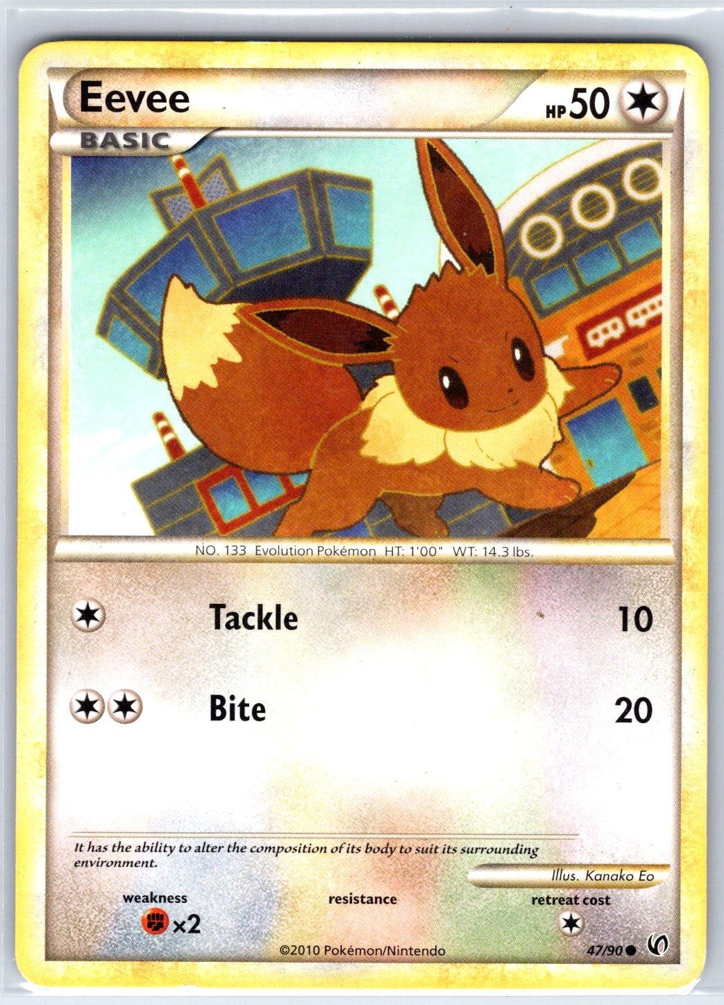 Eevee 47/90 Common HGSS Undaunted Pokemon Damaged