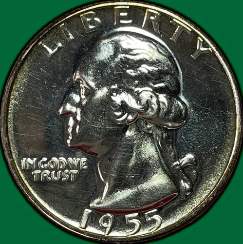 1955 Washington Quarter Silver Proof PF Coin, Scratches on Obverse #36403