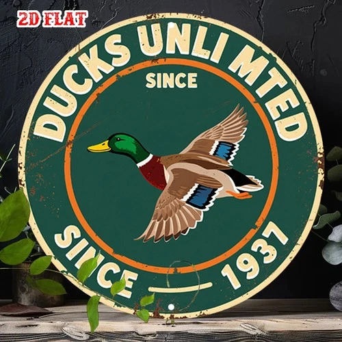 Tin Metal Signs Home Décor Vintage Duck Hunting Wall Ducks Unlimited Inspired Lo