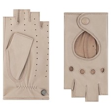 Roeckl Florenz Autofahrer Lederhandschuhe Damen Halbfinger Pearl (Beige)