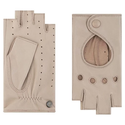 Roeckl Florenz Autofahrer Lederhandschuhe Damen Halbfinger Pearl (Beige) - Bild 1 von 3