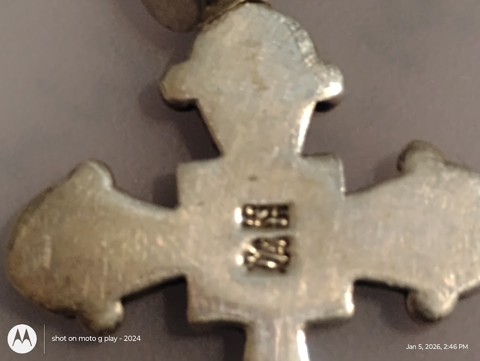 Solid Sterling Silver Old World Cross Pendant 1.5… - image 2