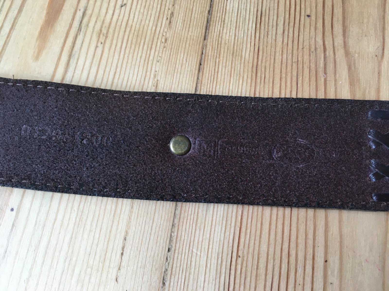 Fossil brown leather patchwork belt embossed stud… - image 7
