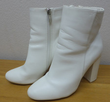 Pretty Little Thing White Ankle Boots - Size UK-5 - Faux Leather