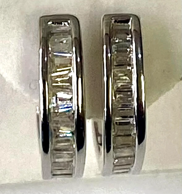 QVC Affinity Sterling Silver 0.50cttw White Diamond Reversible Hoop Earrings - Image 3 of 4